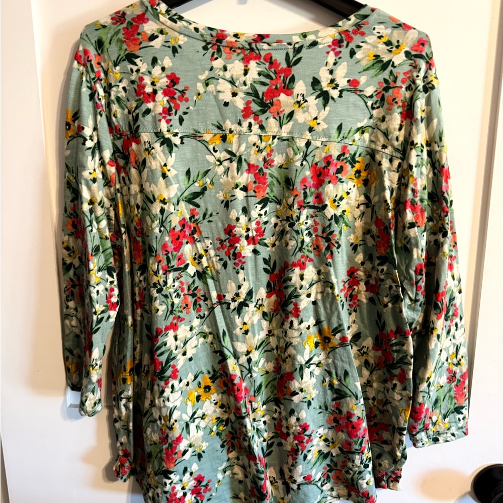 Westbound Floral Long Sleeve Top - Green and Red - Picture 4 of 5
